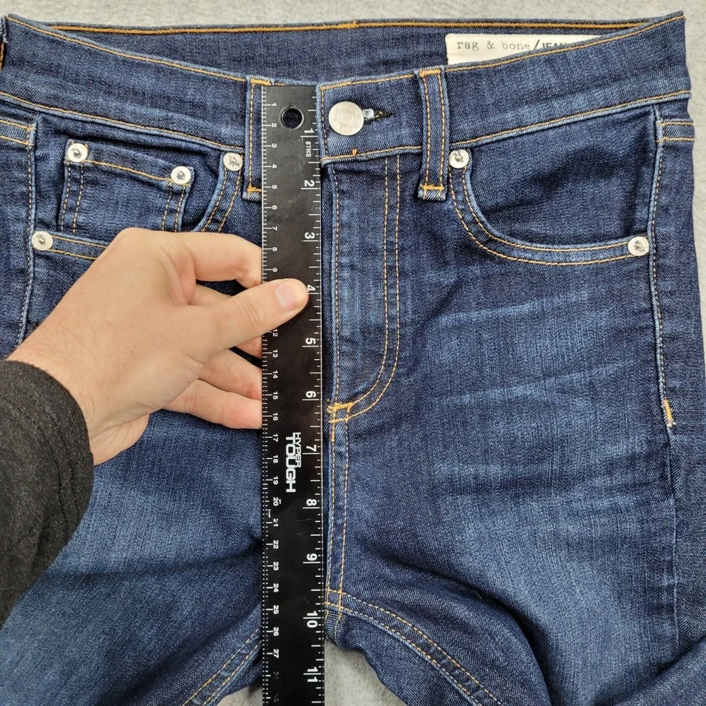 Rag &‎ Bone 10 Inch Ankle Skinny Jeans Womens 24x27 Blue Mad River Raw Hem